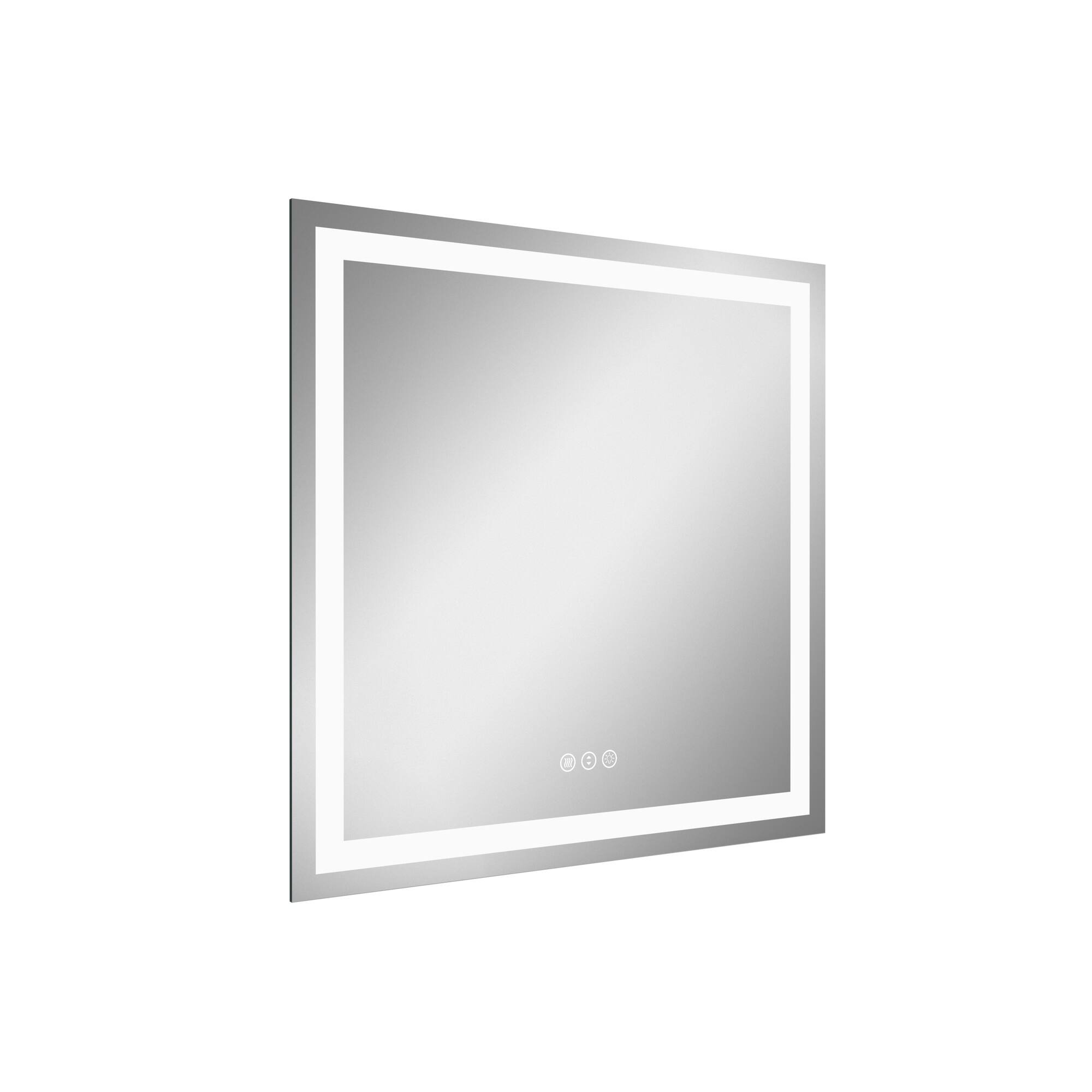 Alt View 1. Boyel Living - 38 in W x 38 in L Square Frameless Wall Bathroom Vanity Mirror with Front and Backlit and Anti Fog.