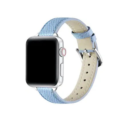 Front. Posh Tech - Cleo Skinny Leather Band for Apple Watch - Ice Blue.