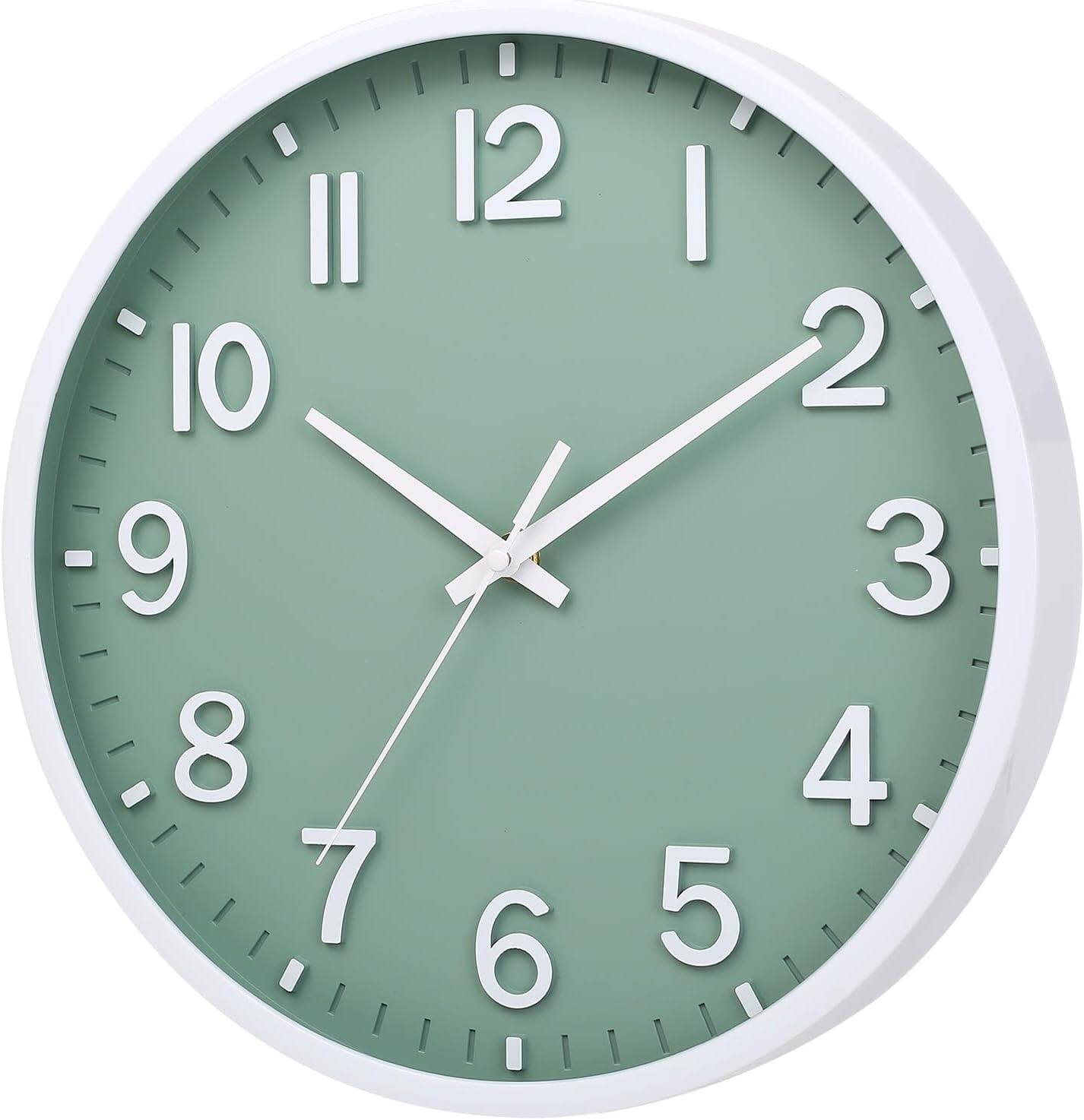 Angle. Dazzed Corner - 8 inch Modern Wall Clock,Silent Non Ticking Wall Clock - Green.