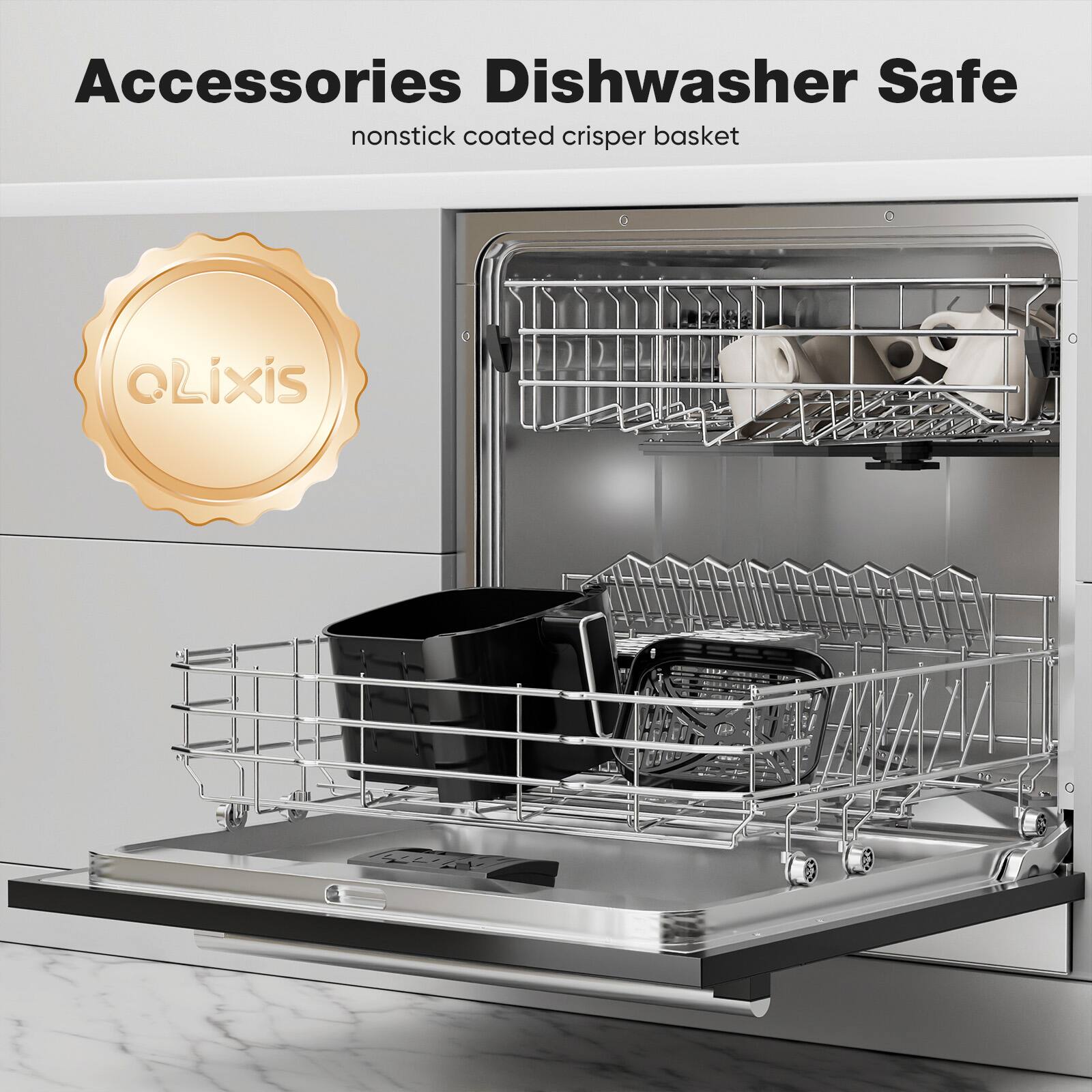 Accessories Dishwasher Safe  
nonstick coated crisper basket  
QLixis