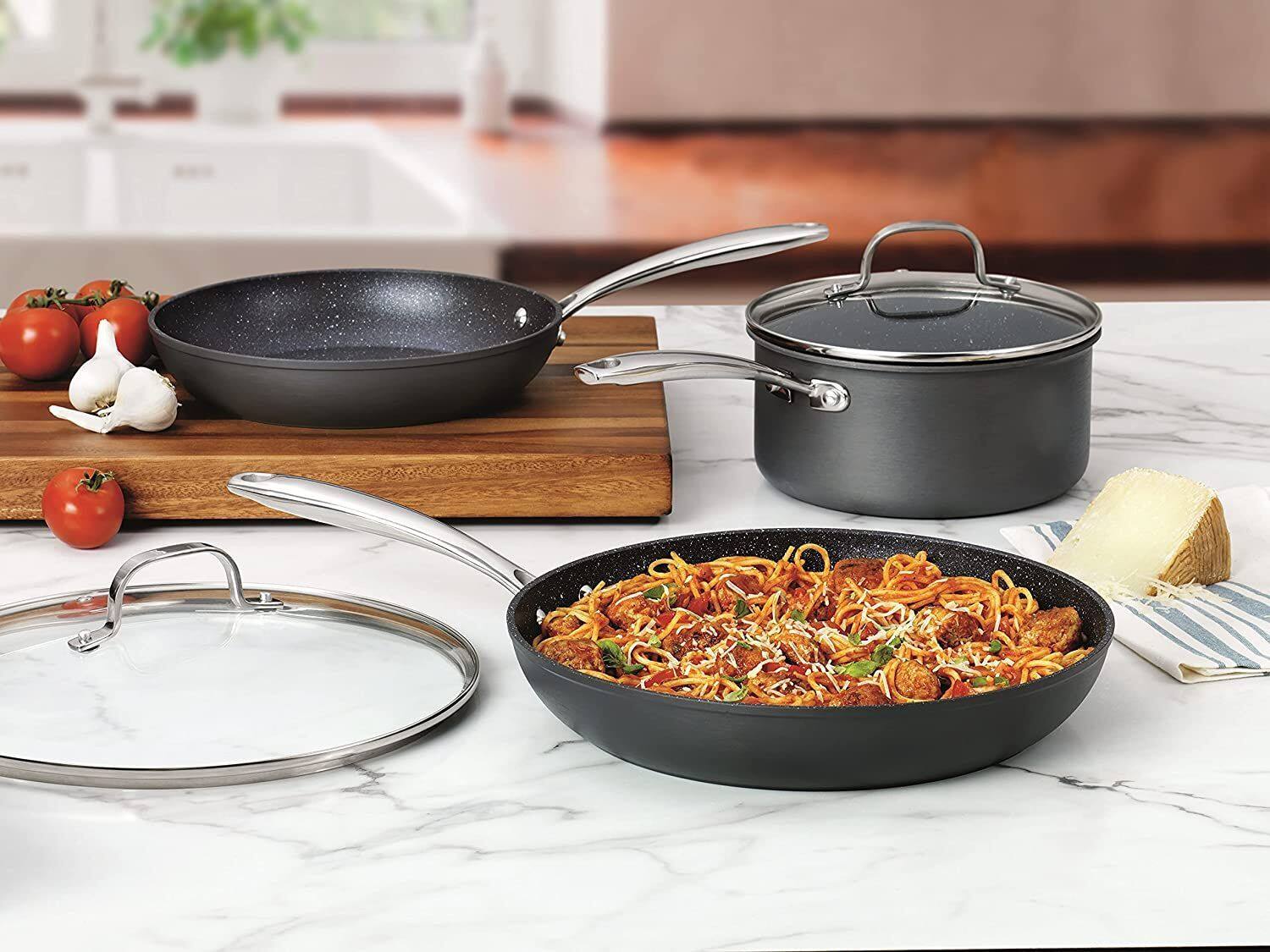Alt View 1. Granitestone - Granitestone Pro Hard Anodized 5 Piece Nonstick Cookware Set - Black.