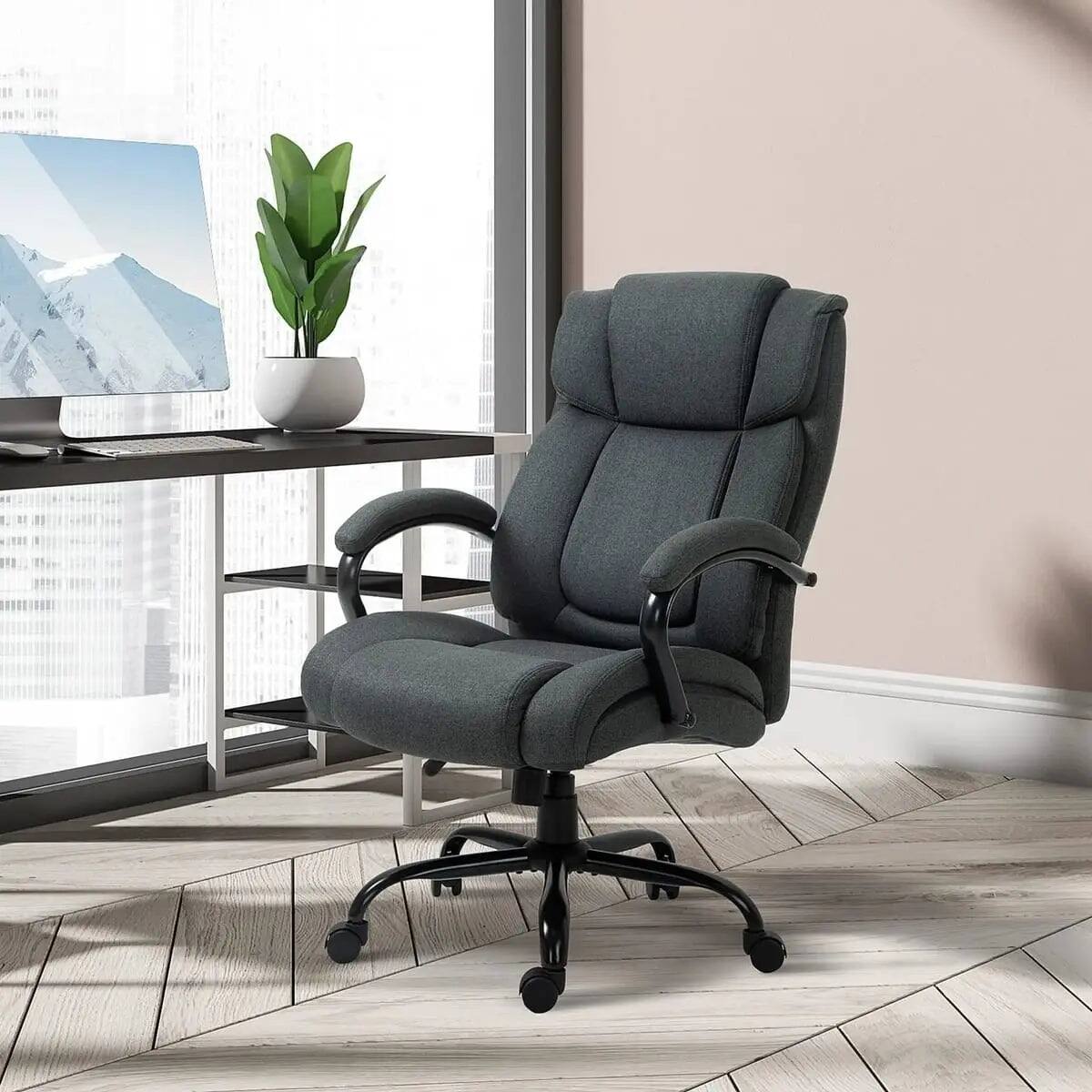 Angle. Platinum-Level - Big and Tall Office Chair with Extra-Wide Seat - Charcoal Grey.