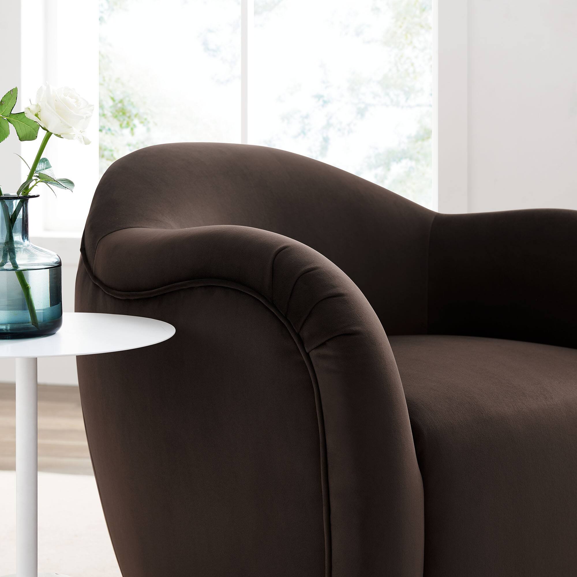 Alt View 5. Modway - Compose Performance Velvet Swivel Armchair by Modway - Brown.