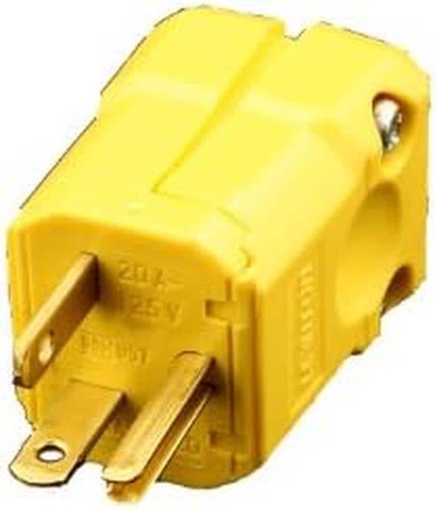 Leviton - 5356-VY 20 Amp, 125 Volt Industrial Grade Straight Blade Grounding Plug, Python, NEMA Type B - Yellow