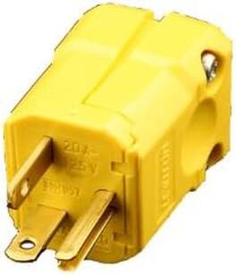 Leviton - 5356-VY 20 Amp, 125 Volt Industrial Grade Straight Blade Grounding Plug, Python, NEMA Type B - Yellow