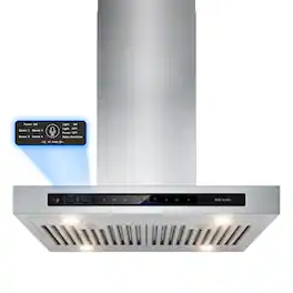 Brano - 30 inches - Convertible - Island Range Hood - Silver