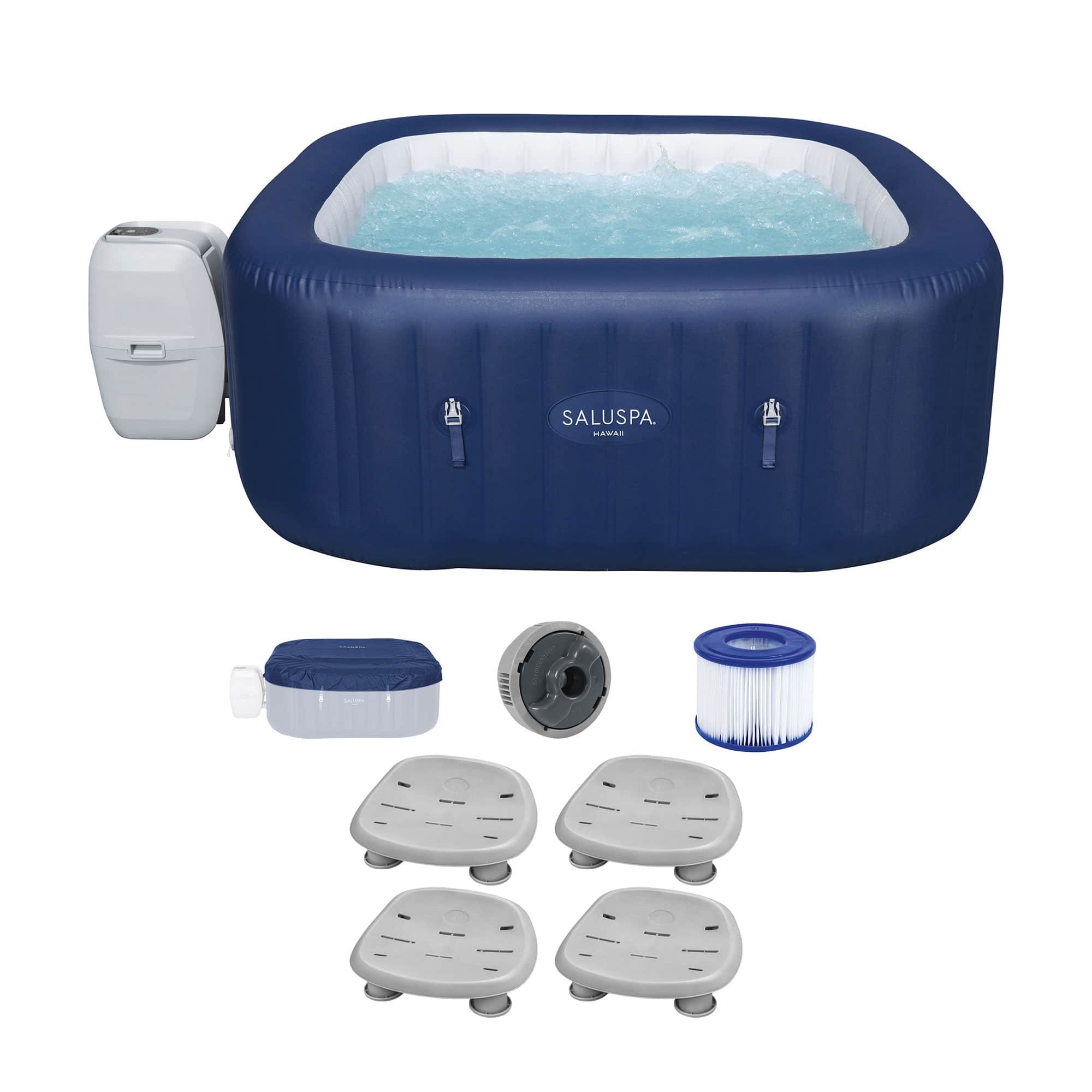 Bestway - SaluSpa Hawaii AirJet Inflatable Hot Tub with 4 Pack Pool and Spa Sea - Blue price history on PriceWatchPro
