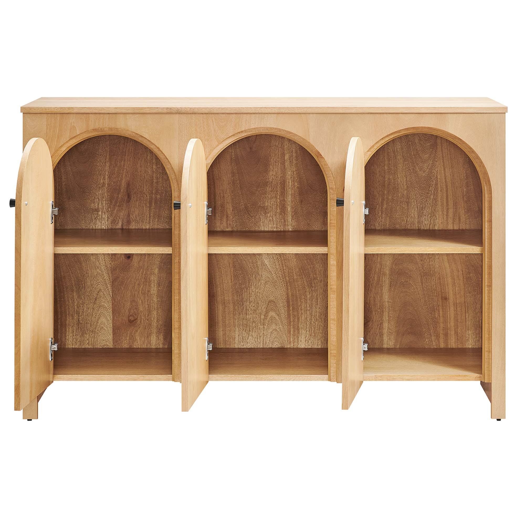 Alt View 4. Modway - Appia 3-Door Arched Door Sideboard Storage Cabinet by Modway - Oak.
