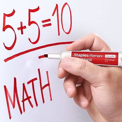 5+5=10  
MATH  

Staples Remarx  
low odor  
eraser  
chisel