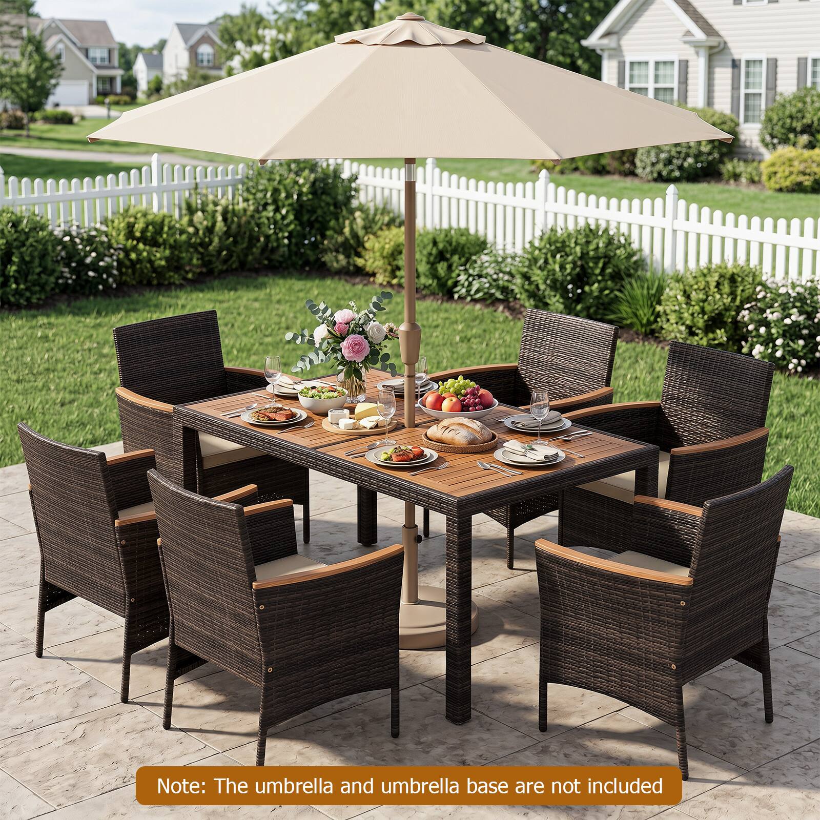 Note: The umbrella and umbrella base are not included