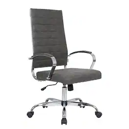 LeisureMod - 30 PCS Benmar Modern High Back Leather Upholstered Office Chair with Dual Wheel Casters and Swivel Base - Charcoal