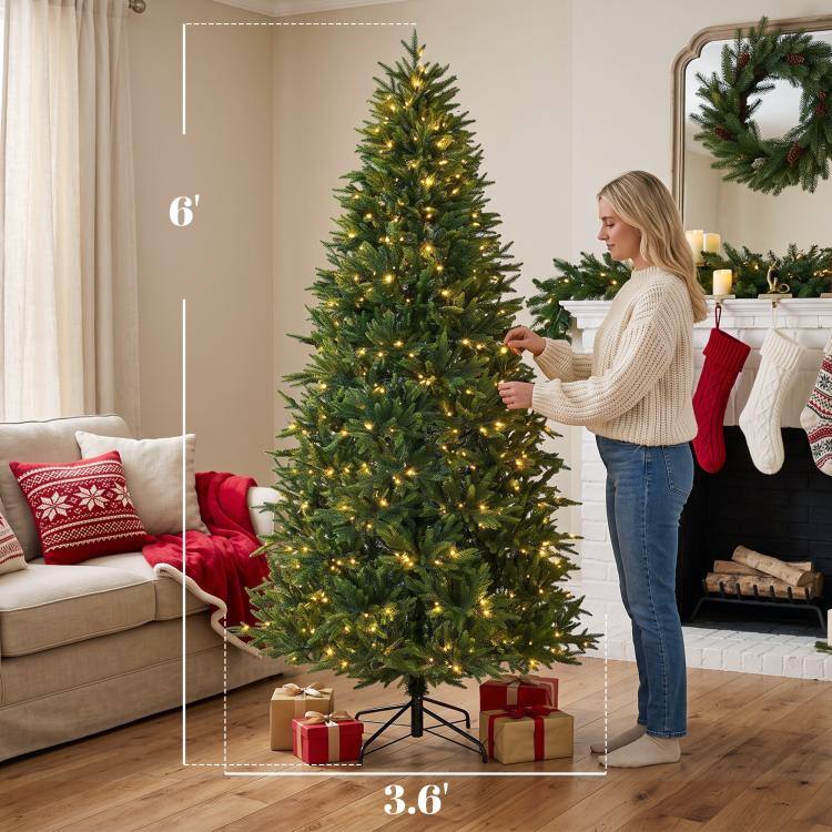 PULUZ 6ft Prelit Christmas Tree, Dual Color LEDs, 100% Realistic PE ...