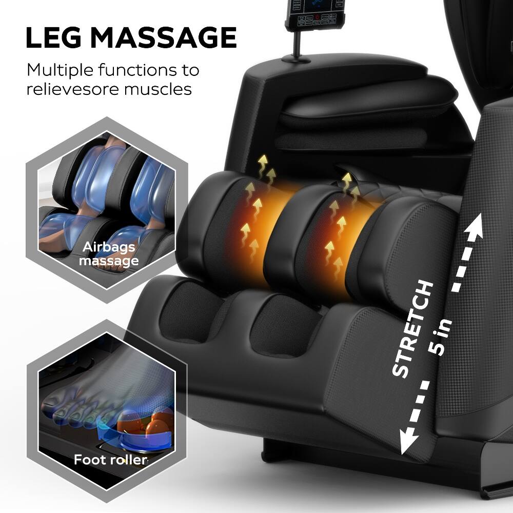 LEG MASSAGE  
Multiple functions to relieve sore muscles

Airbags massage  
Foot roller  
STRETCH 5 in