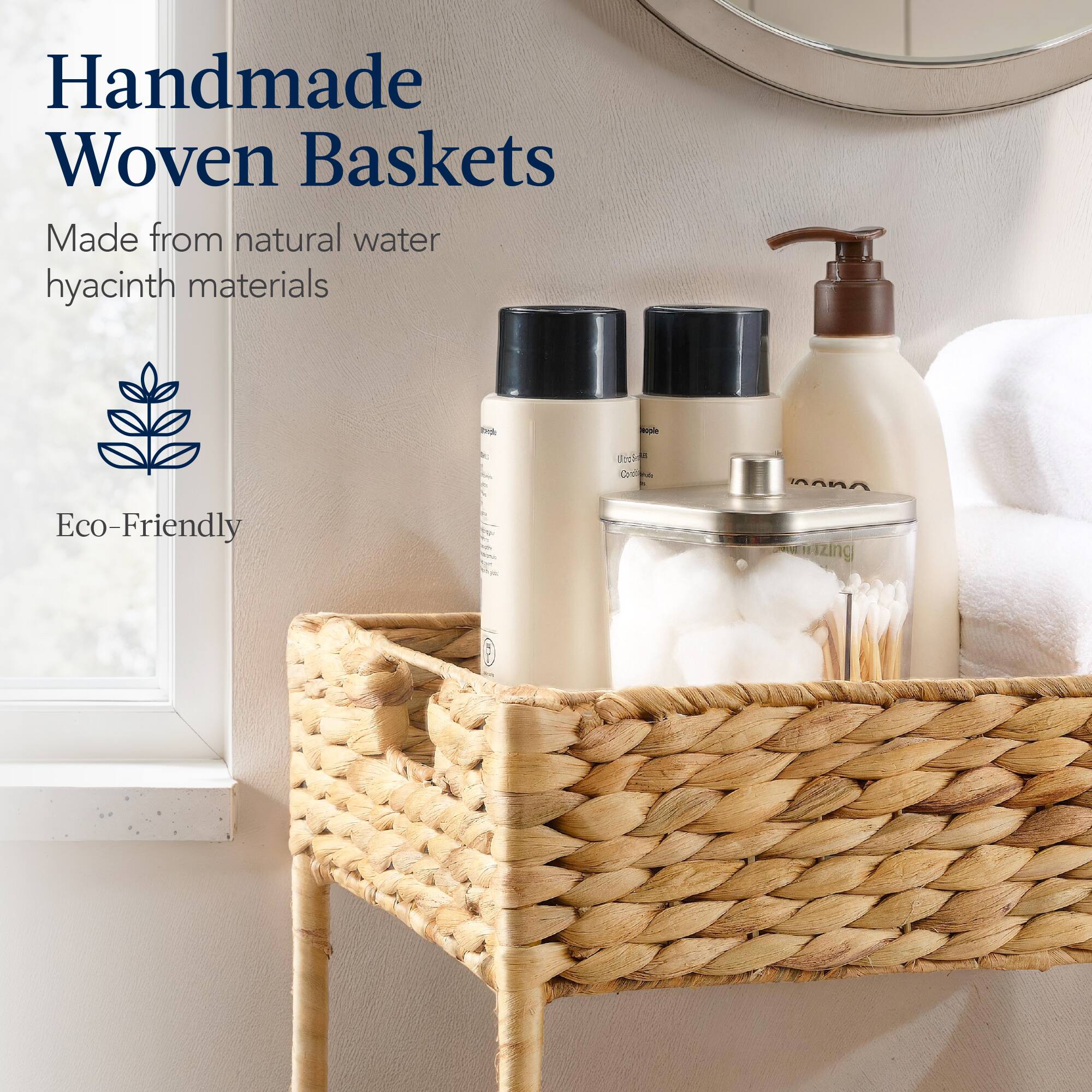 Handmade Woven Baskets  
Made from natural water hyacinth materials  

Eco-Friendly
