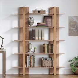 Tribesigns - Bookshelf with Storage Shelves and Space-Saving Design for Books, Decor and Everyday Organization - Brown