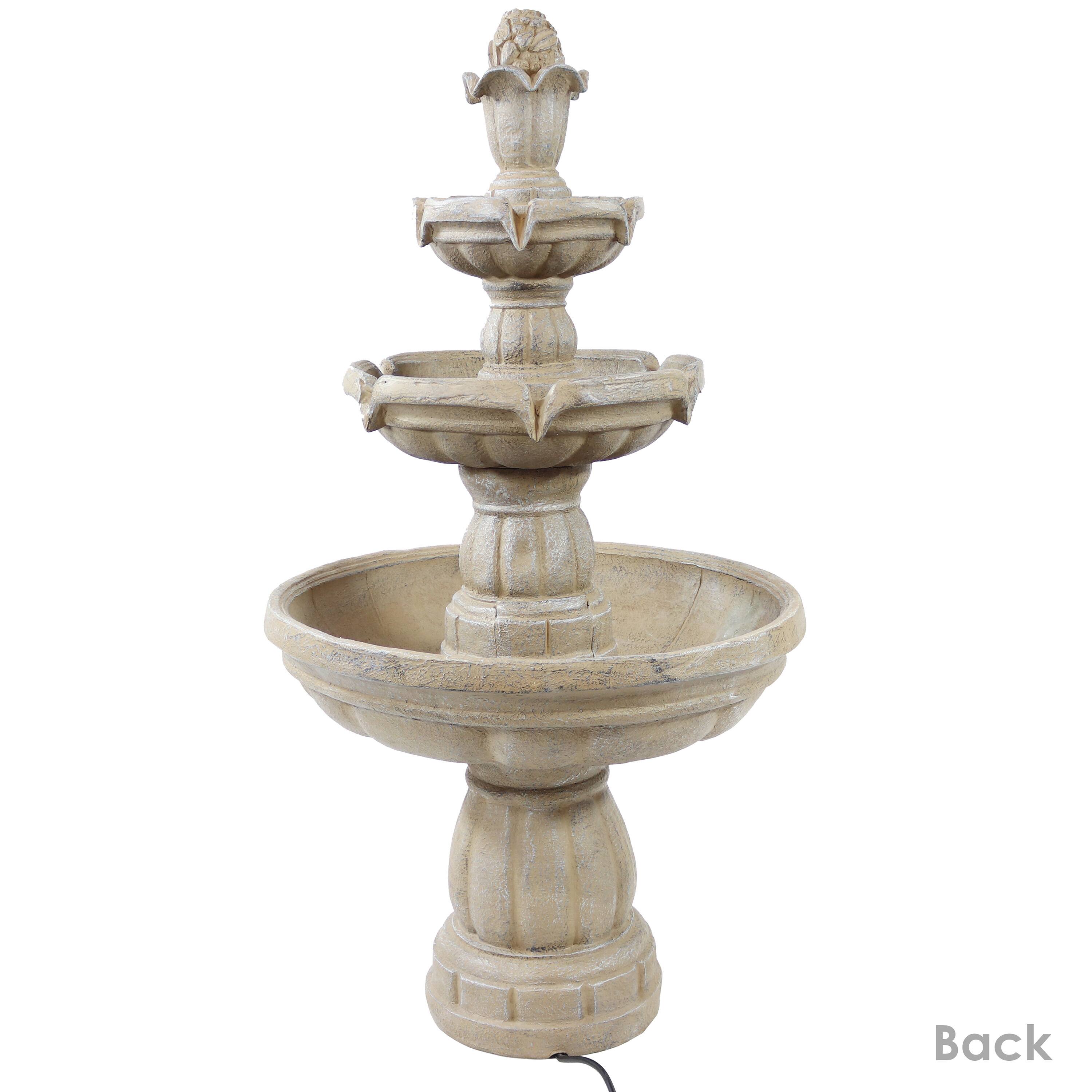 Alt View 10. Sunnydaze - Fiberglass Outdoor 3-Tier Water Fountain - Light Brown.