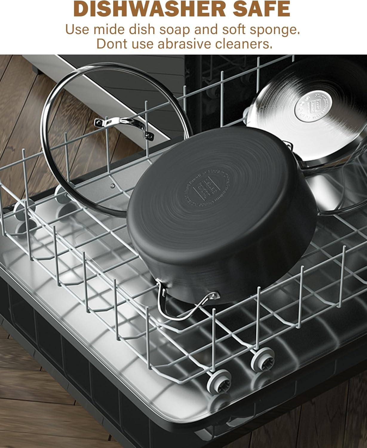 DISHWASHER SAFE  
Use mild dish soap and soft sponge.  
Don't use abrasive cleaners.