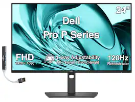 Dell - Pro P Series 24" FHD IPS Monitor, 5ms Response Time, Swivel/Height/Pivot/Tilt, DisplayPort, HDMI & DKZ Hub - Dark Gray