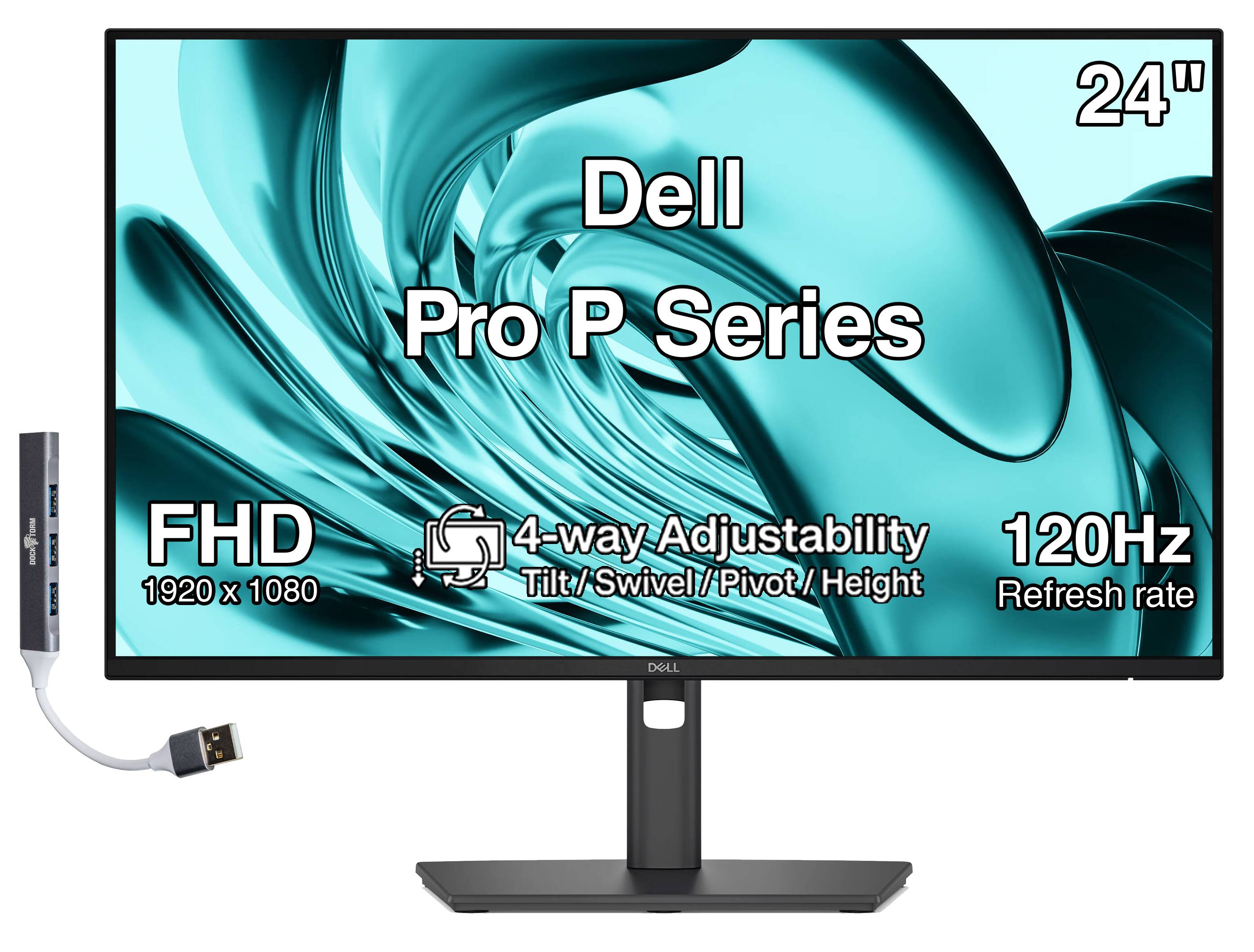 Dell Pro P Series 24" TOR WUtIL DECK CM - 1 : FHD 1920 X 1080 4-way Adjustability 120Hz Tilt/Swivel/Pivot/Height Tilt Swivel Height Refresh rate DELL