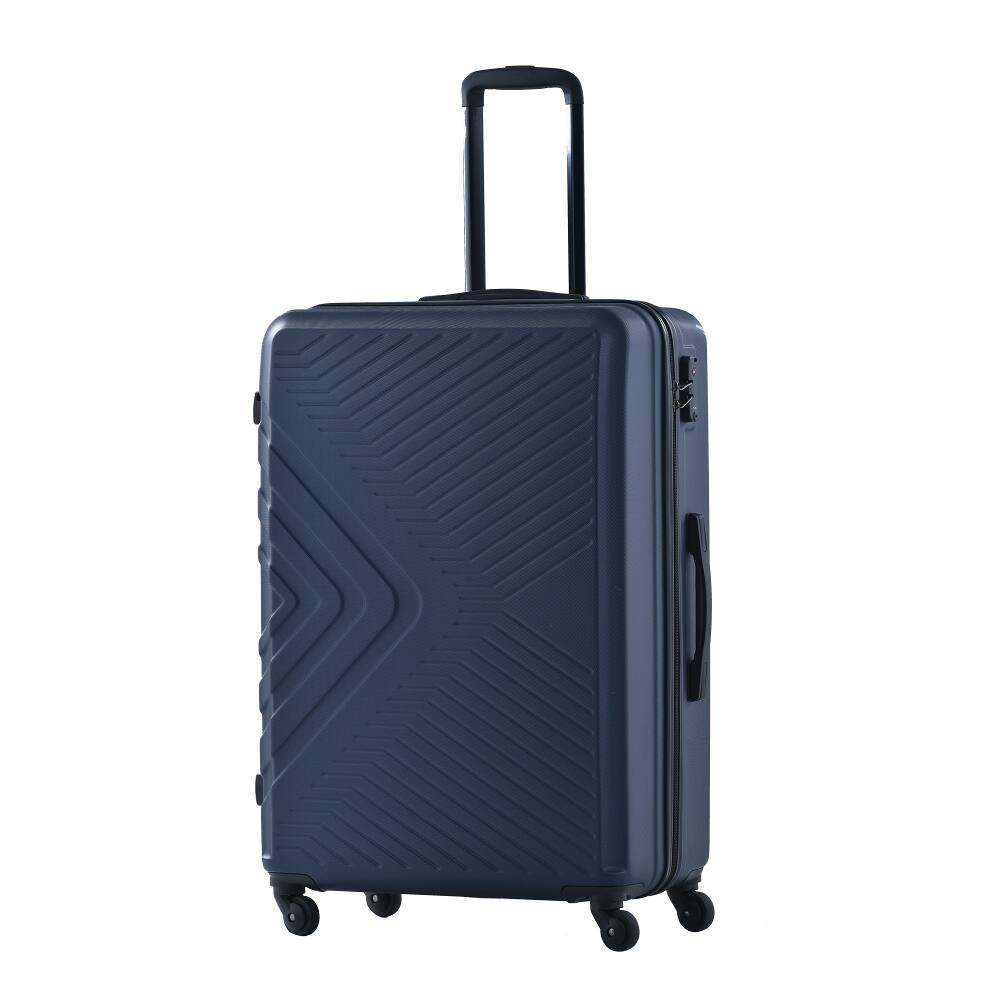 Back. Ropilly - Ropilly 3 Piece Luggage Set ABS Hard Shell Suitcase Set Navy - Navy.
