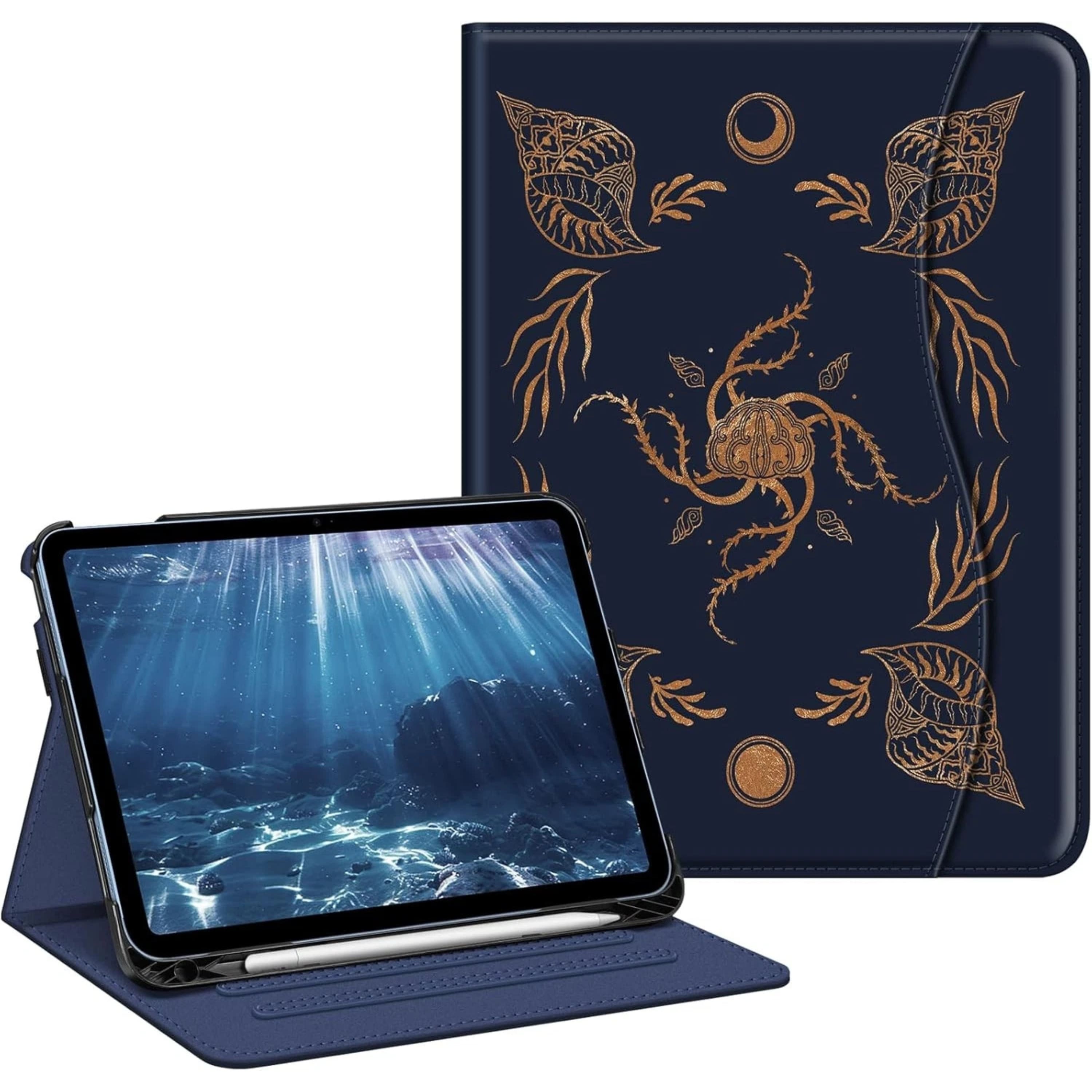 Front. Kitcheniva - iPad 10th Generation 2022 Case With Stand And Pocket  10.9'' Sea Conch - Sea Conch.