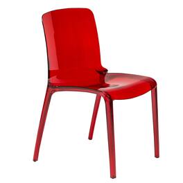 LeisureMod - Murray Modern Stackable Acrylic Accent Dining Chair with Transparent Seat for Dining Room, Kitchen & Office - Red
