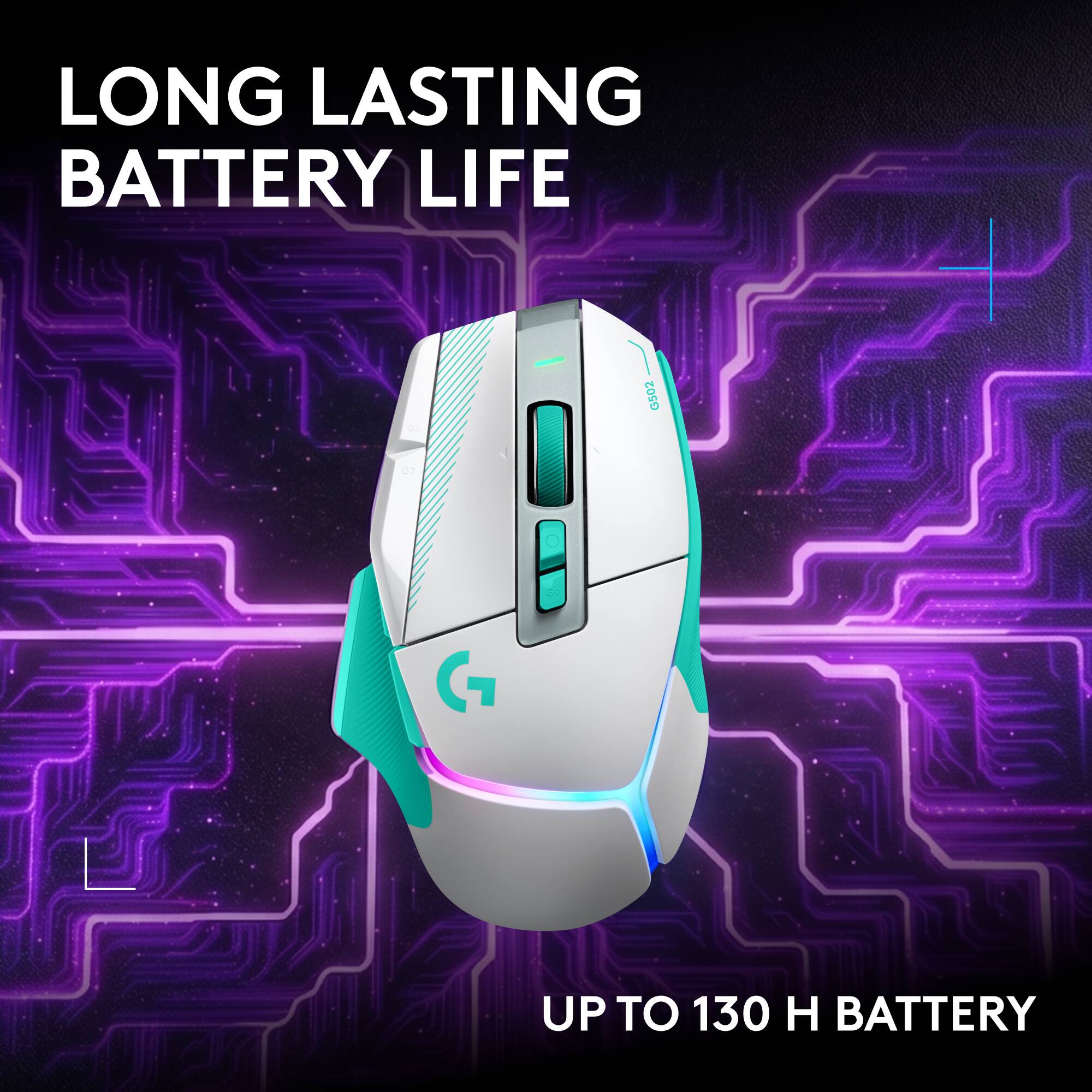 LONG LASTING BATTERY LIFE

G502

UP TO 130 H BATTERY