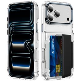 Dteck - 2-in-1 Clear Wallet Case for Apple iPhone 17 Pro Max with Kickstand, RFID Blocking Hidden Card Holder Shockproof Cover - Black