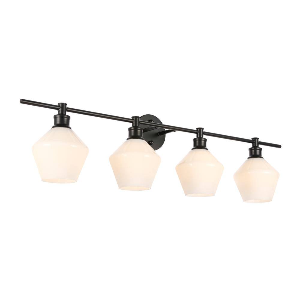 Angle. Living District - Gene 4 light Black and Frosted white glass Wall sconce - Black And Frosted White Glass.