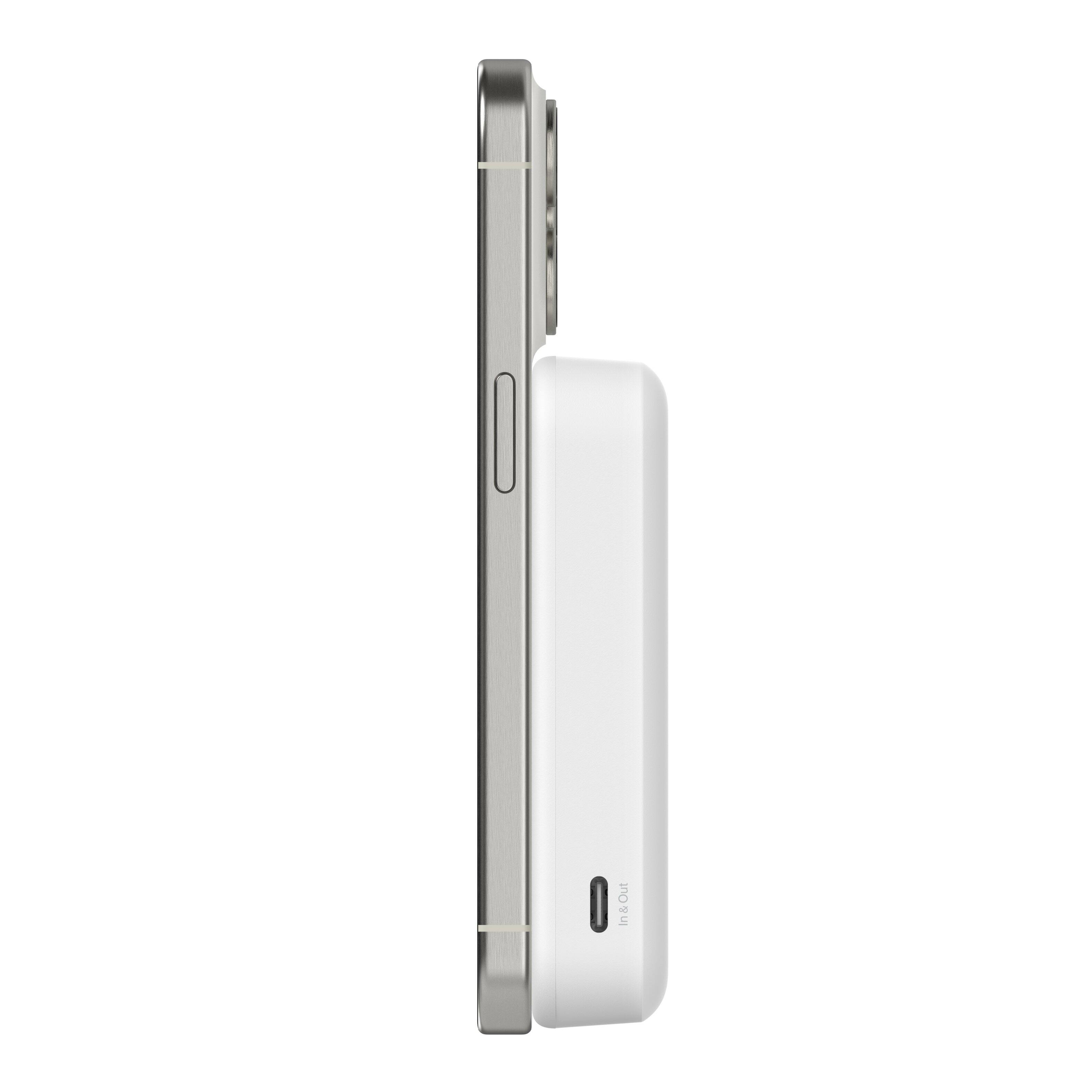 Alt View 2. Belkin - BOOST↑CHARGE Pro Wireless Power Bank 10K w/ Qi2, MagSafe Compatible with  Kickstand for iPhone 17, 16, 15, 14, and More - White.