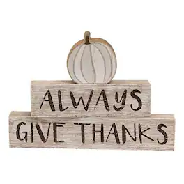BreeBe - 3/Set Always Give Thanks Pumpkin Blocks - White