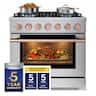 Hauslane - HausPro 36 in. 6 Burners (20,000 BTU) Freestanding Dual Fuel Range - Rose Gold