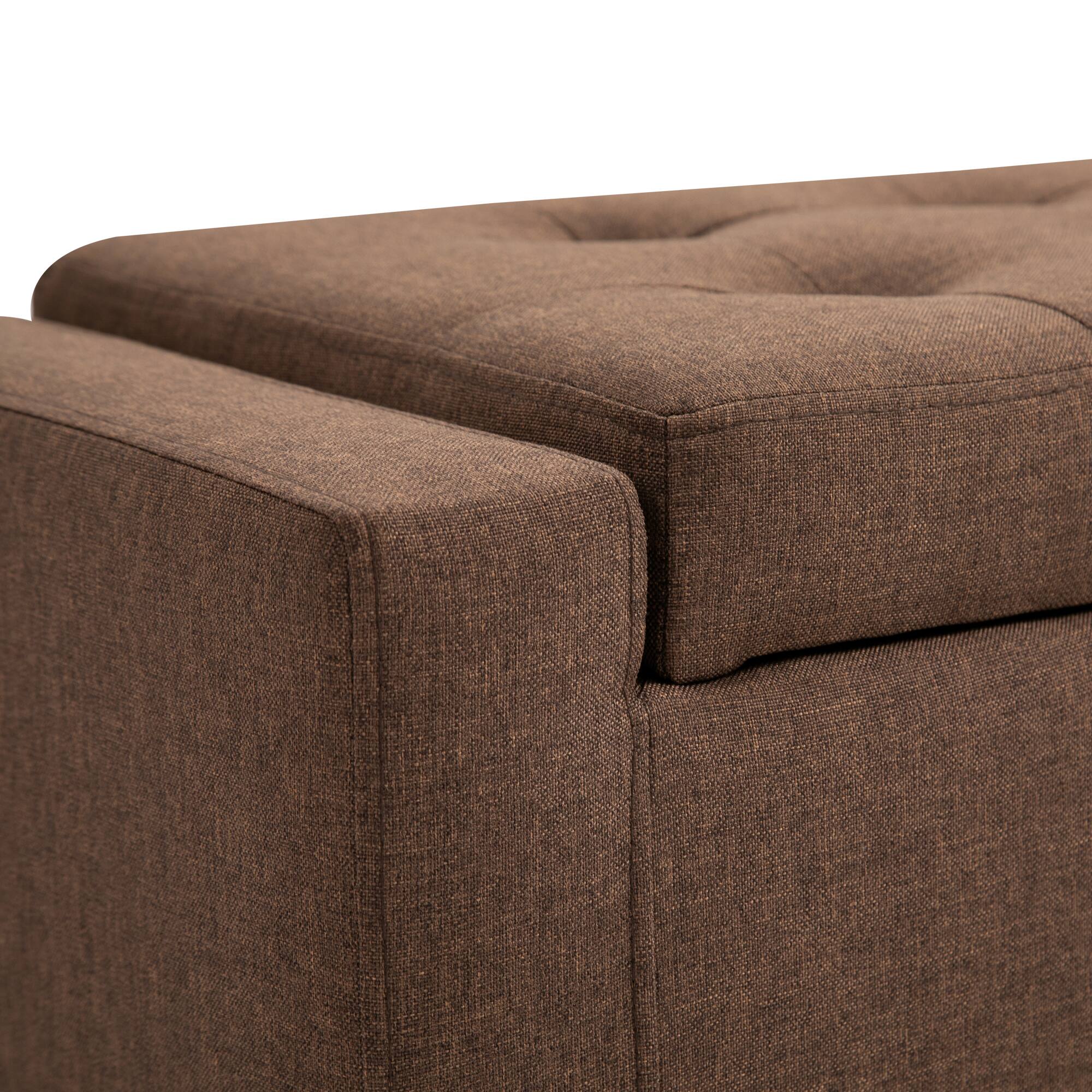 Alt View 9. Homcom - Storage Ottoman, Linen Upholstered Storage Bench with Lift Top and Button Tufted for Living Room - Brown.