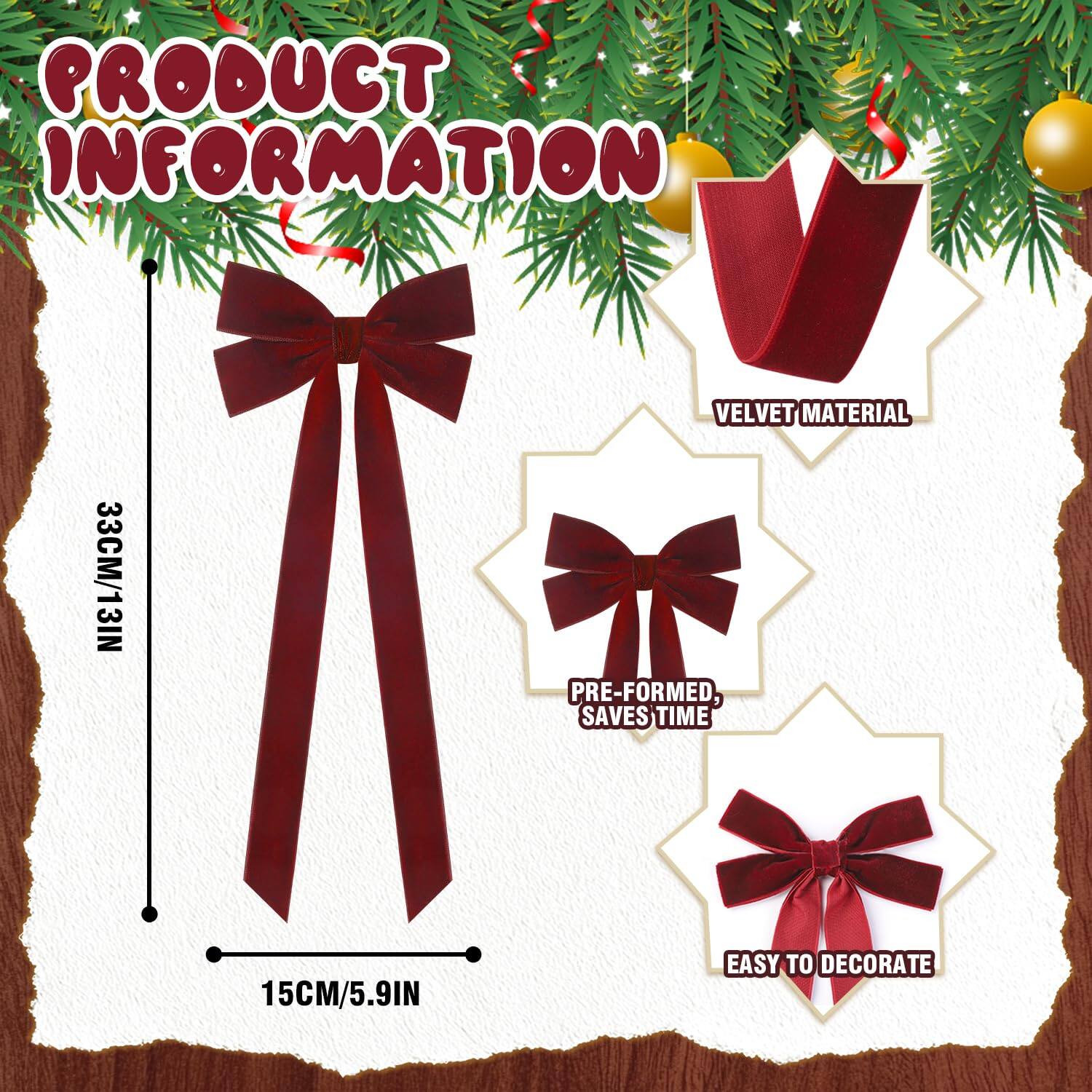 PRODUCT INFORMATION

- VELVET MATERIAL
- 33CM/13IN
- PRE-FORMED, SAVES TIME
- 15CM/5.9IN
- EASY TO DECORATE