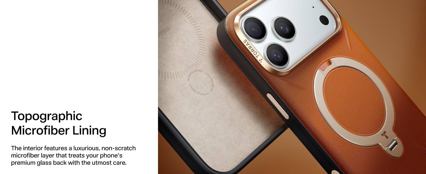 TORRAS Ostand Q3 Vegan Leather iPhone 17 Pro Max Case: 360