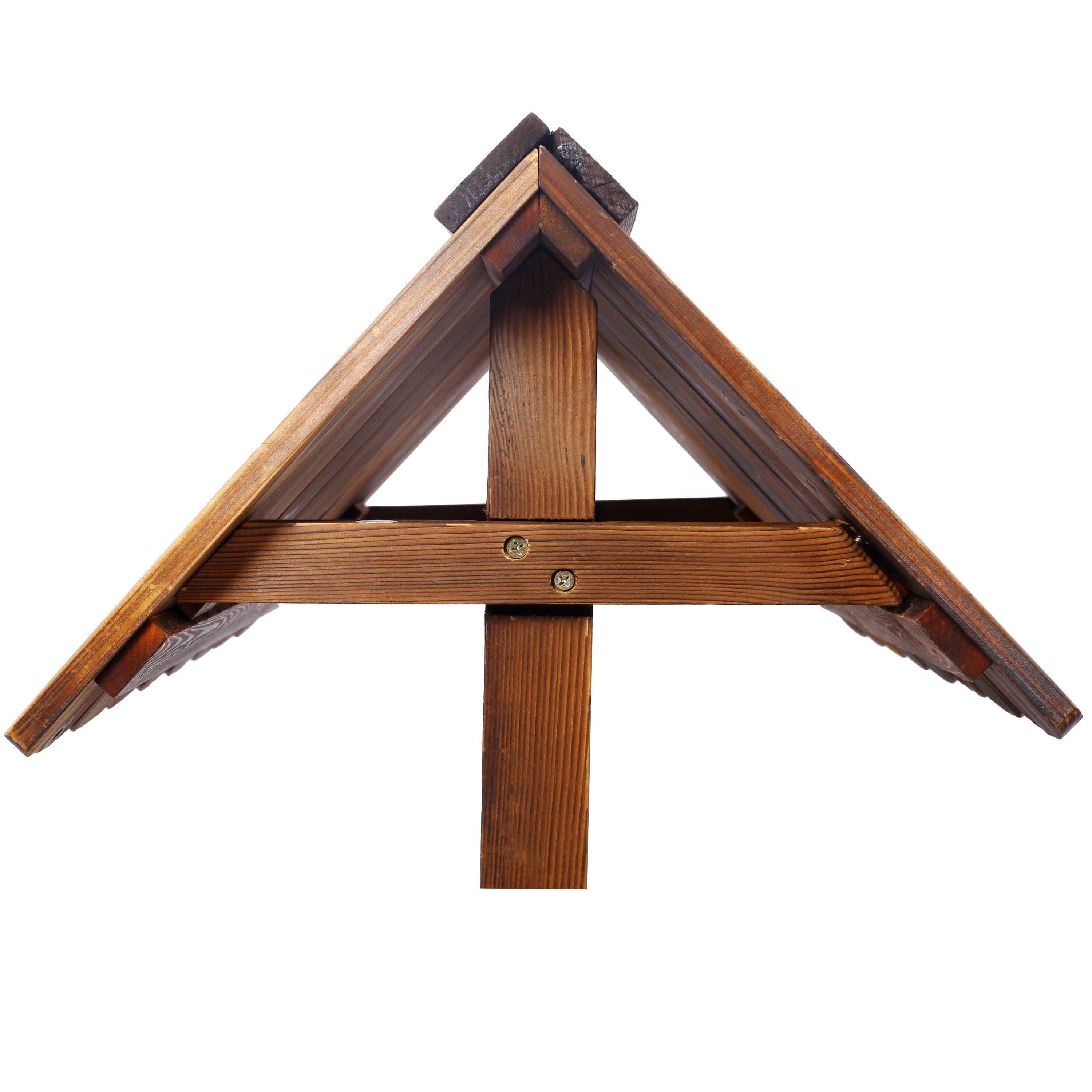 Alt View 3. GOODSILO - Rustic Wooden Wishing Well Planter for Garden and Patio Decor with Hanging Bucket and Protective Roof - Brown.