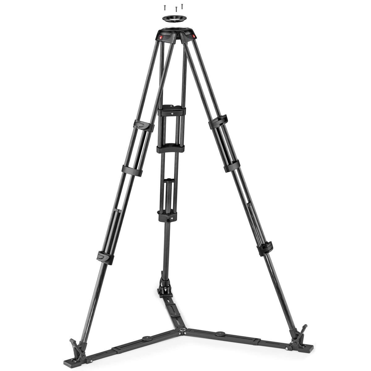 Alt View 1. Manfrotto - Manfrotto 3-Section CF Twin Leg Video Tripod with 100/75mm Bowl, Spreader.