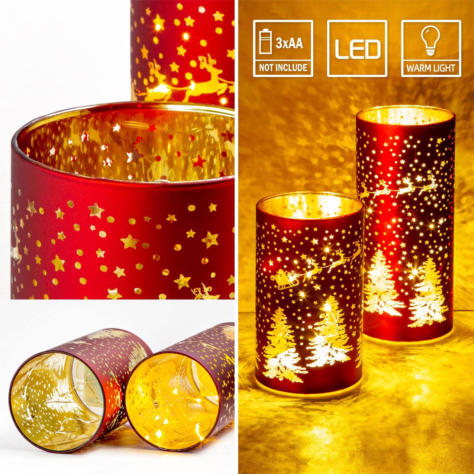 3xAA NOT INCLUDE  
LED WARM LIGHT