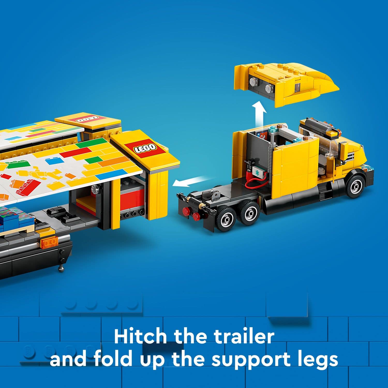 Hitch the trailer and fold up the support legs.