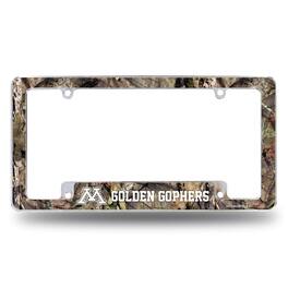 Rico Industries - Minnesota Golden Gophers Chrome Metal License Plate Frame with Bold Mossy Oak Camouflaged Camo Design - Multi