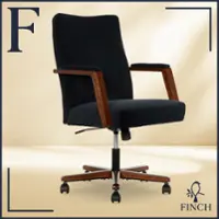 Finch - Neo One Fabric Mid-Back Home Office Chair with Padded Arms - Black - Front_Zoom