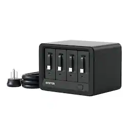 Gitryin - Desktop Charging Station + 4 USB-C Retractable Charger, 40W, 31.5-Inch flat Cable, 8 AC - Black