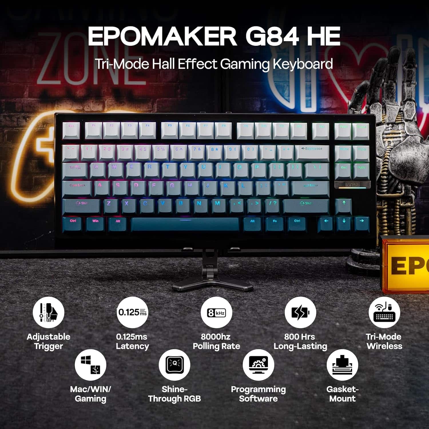 EPOMAKER G84 HE Wireless Hall Effect Keyboard, 8K Polling