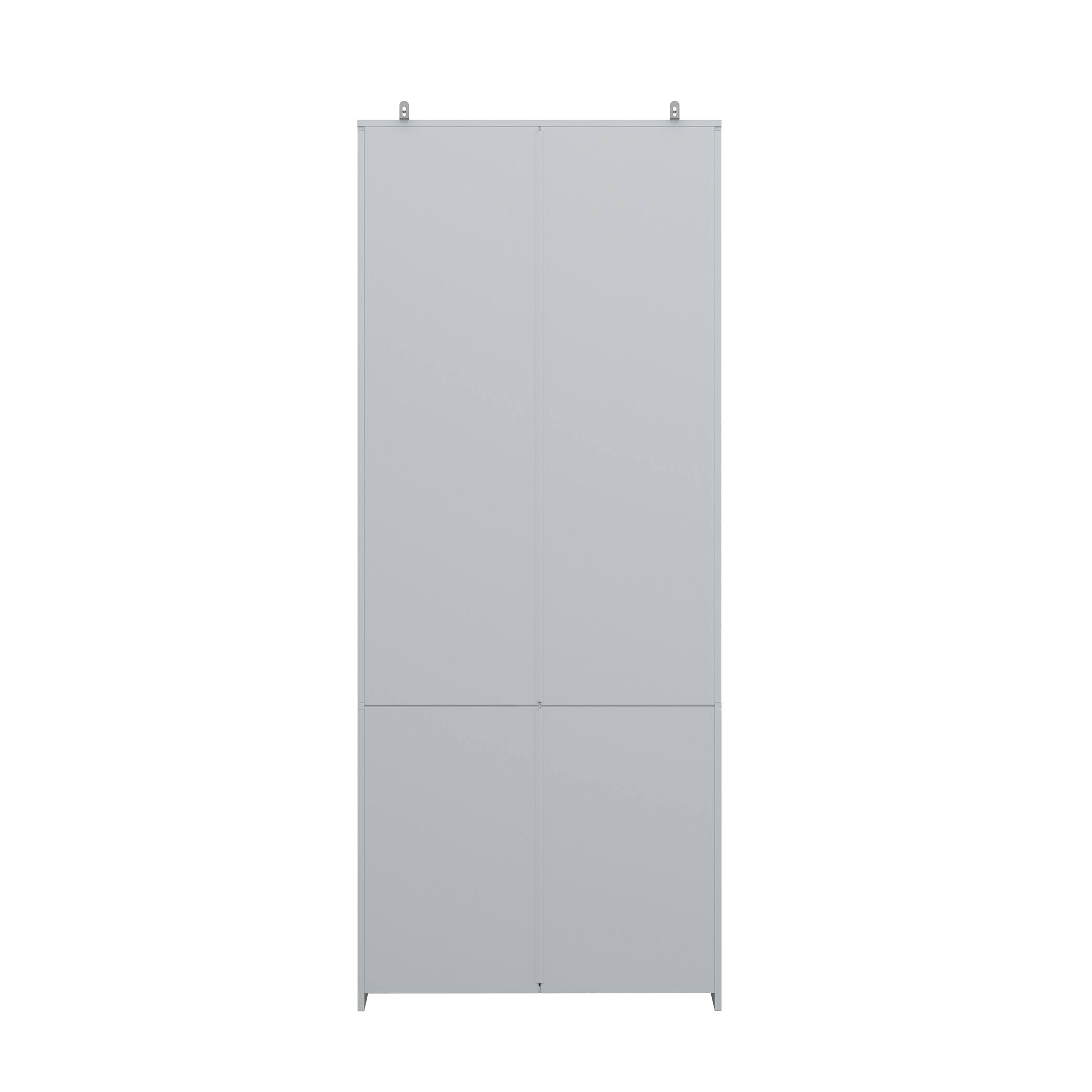 Back. Famapy - Famapy Minimalist Home Storage Cabinet - Double Glass Doors with Drawers, A Must - Have for Clutter Organization - Gray.