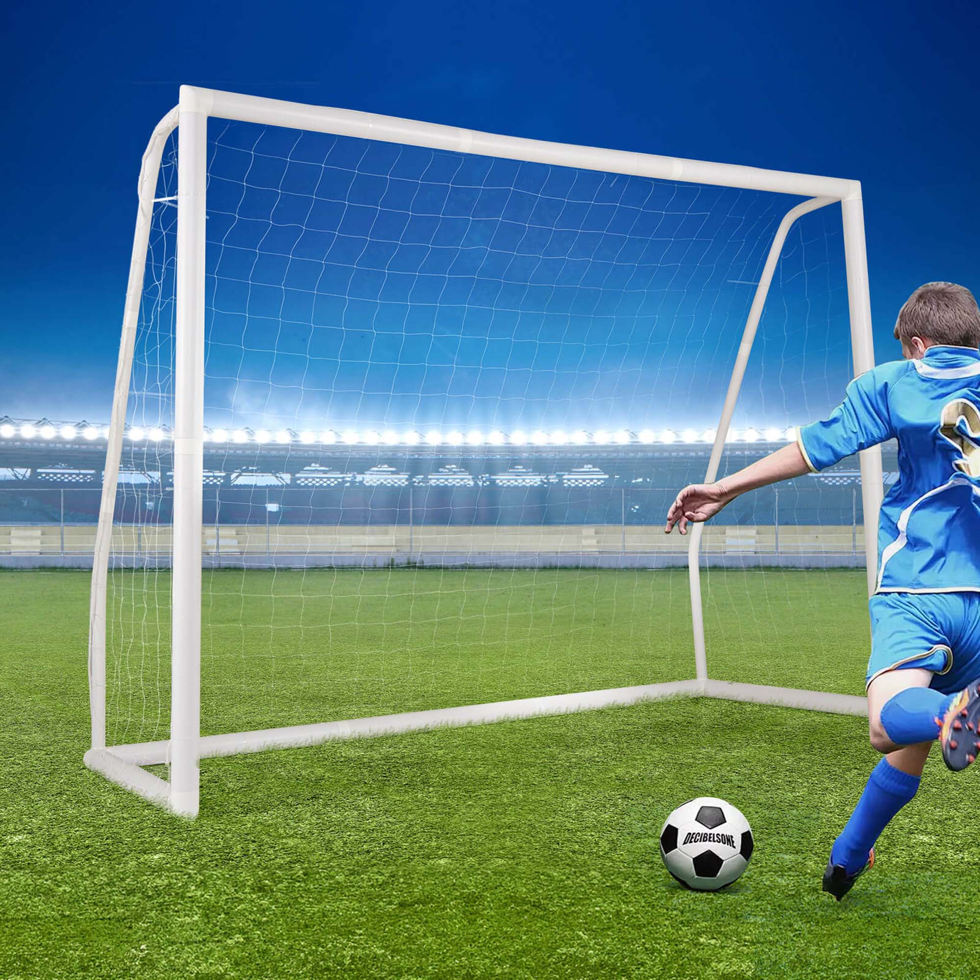 Alt View 4. Costway - Costway All Weather Soccer Goal Football Training Equipment with Anti-tearing Net - White.