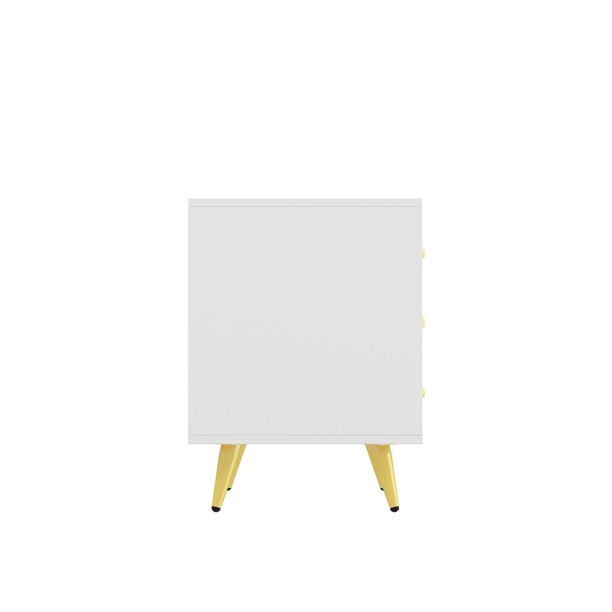 Left. FUFU & GAGA - FUFU&GAGA Modern Nightstand with Gold Accents: 3 - Drawer Bedroom Organizer - White.