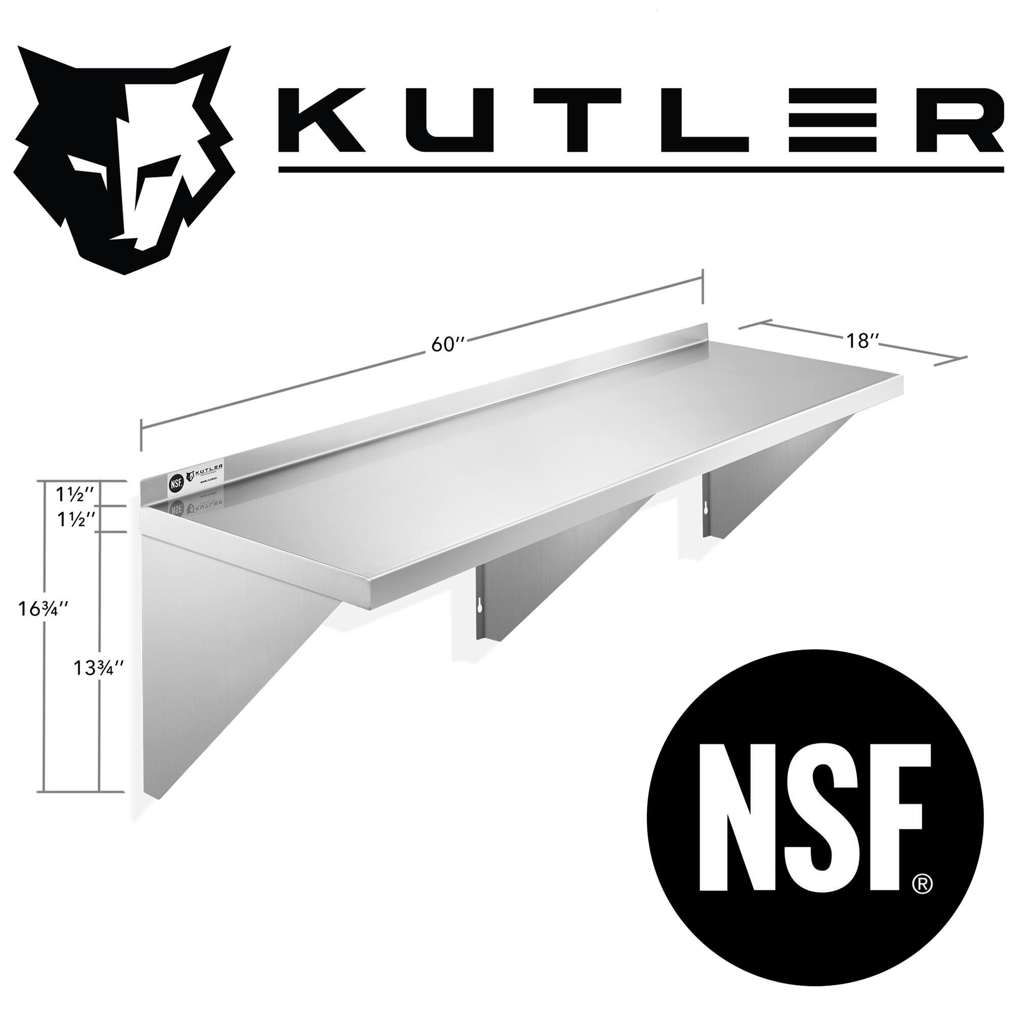 KUTLER  
60" 18" 11/2" 11/2" A 1 a eraD 163/4" 133/4" NSF R