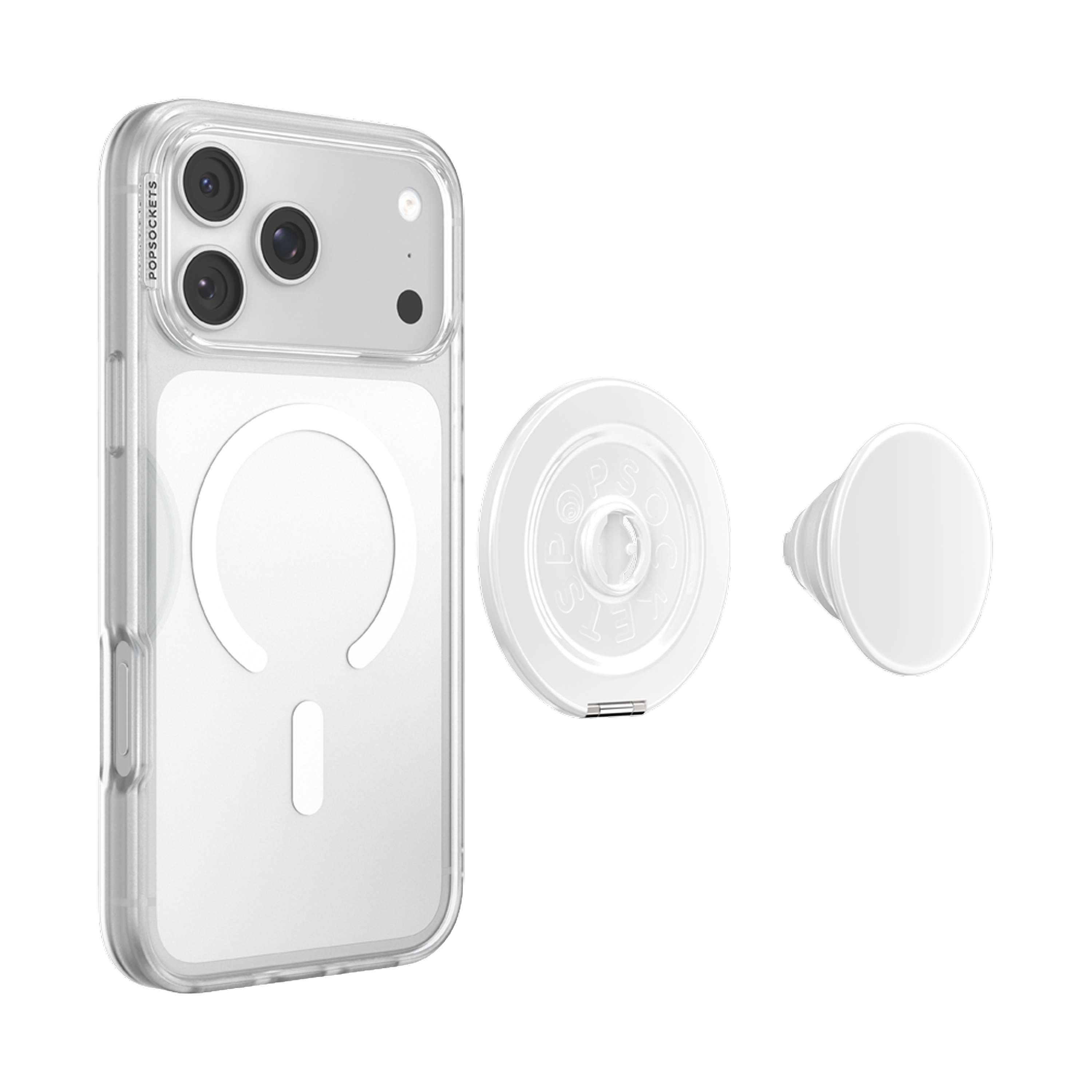 Alt View 4. PopSockets - MagSafe Kick-Out Universal Magnetic Grip & Stand with Adapter Ring for Cell Phones - Glossy White.