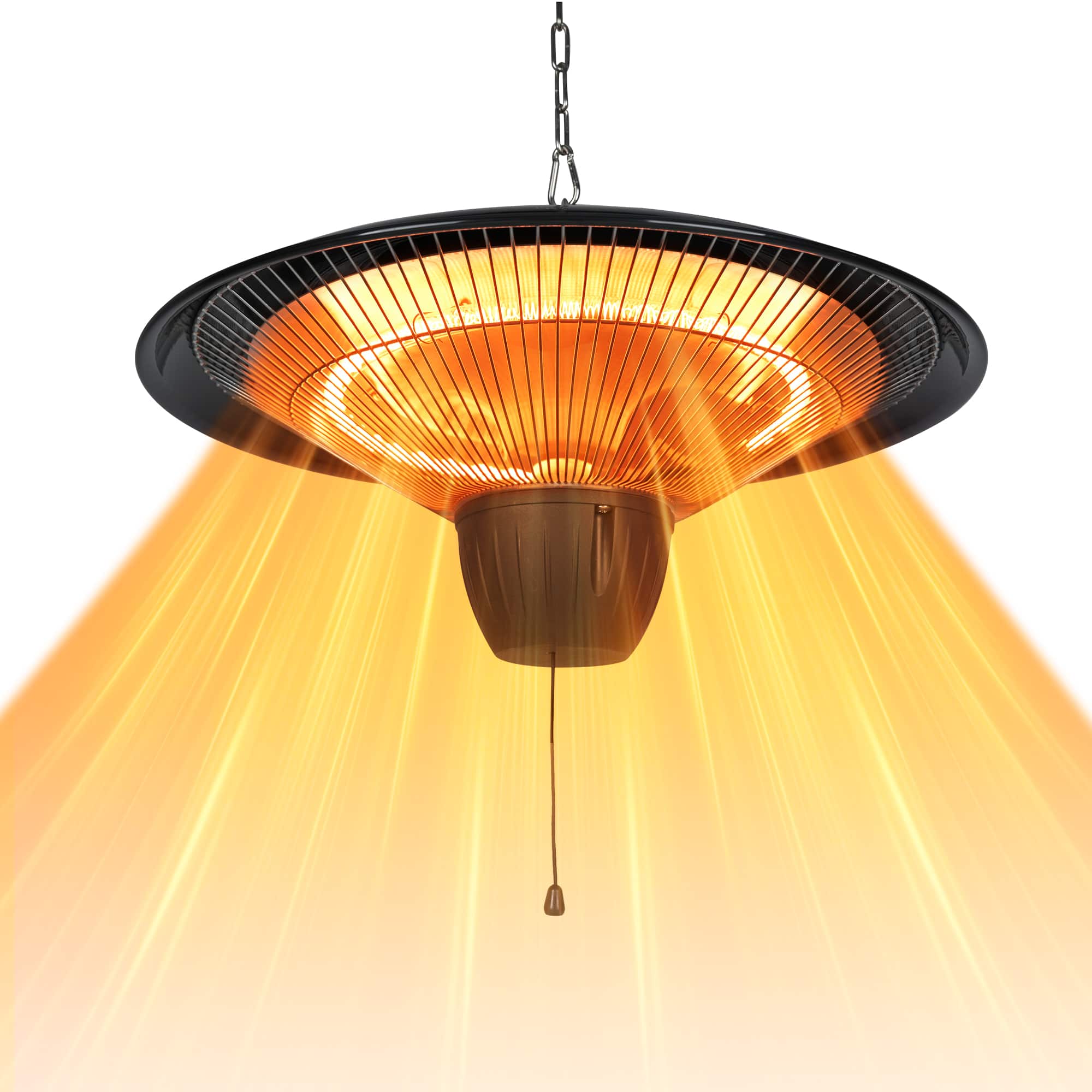 Front. Airo Comfort - 1500W Outdoor Hanging Patio Heater – Ceiling-Mounted Electric Heater with Overheat and Tip-Over Protection - Black.