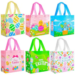Paradigms Interiors - Easter Gifts Bags With Basket For Eggs Hunt Game Non-woven Holiday Wrapping 8 9 8 7 4 3inch - Default